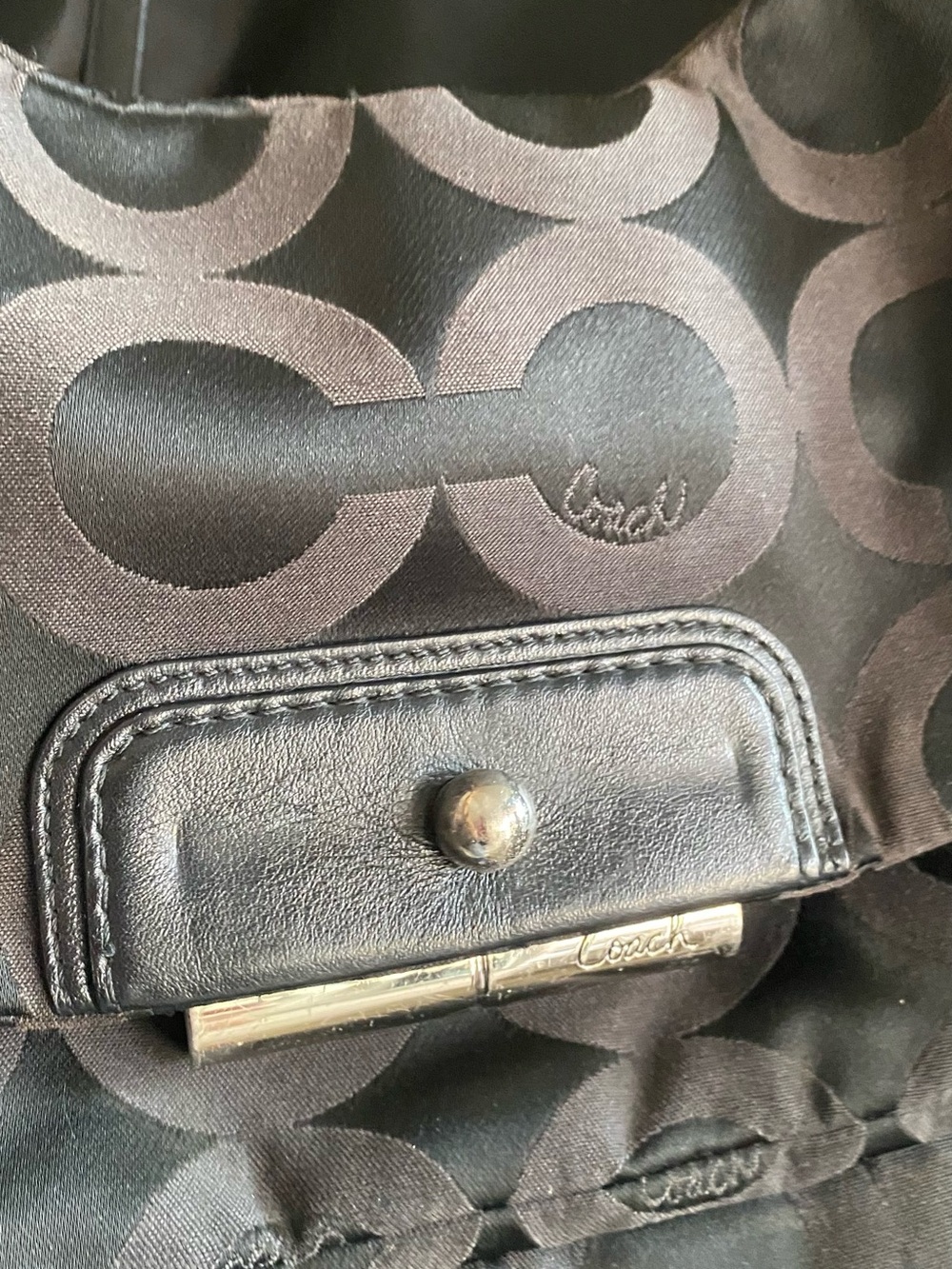 Coach Black Signature 'C' Jacquard Shoulder Bag